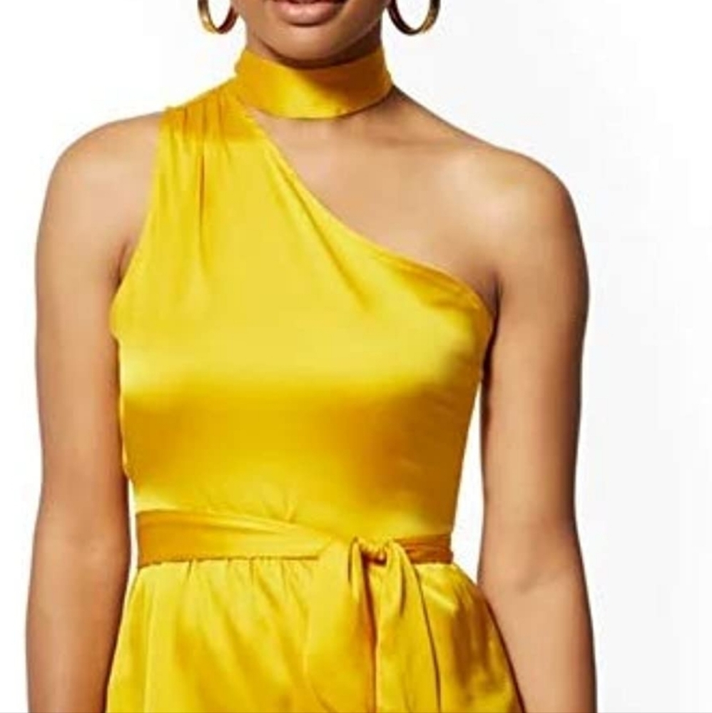 New York & Co Plus size XXL Women's Satin Choker-Neck Yellow NWT